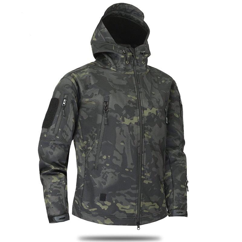Men's Camouflage Tactical Jacket Green Camouflage Water Resistant Jacket Waterproof Windbreaker Hooded Jackets Ski Jacket Warm Winter Coats Men Soft Winter Hooded Coat Hiking Clothes Stevvex