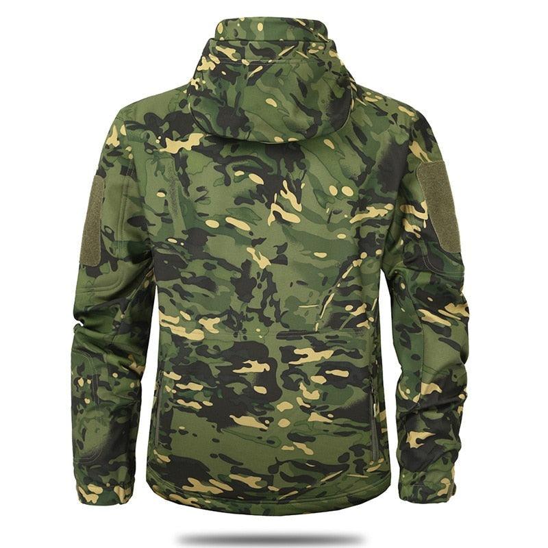Men's Camouflage Tactical Jacket Green Camouflage Water Resistant Jacket Waterproof Windbreaker Hooded Jackets Ski Jacket Warm Winter Coats Men Soft Winter Hooded Coat Hiking Clothes Stevvex
