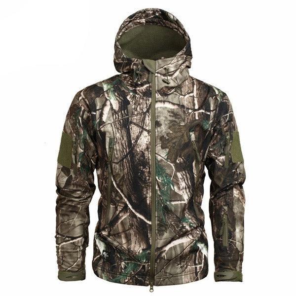 Men's Camouflage Tactical Jacket Green Camouflage Water Resistant Jacket Waterproof Windbreaker Hooded Jackets Ski Jacket Warm Winter Coats Men Soft Winter Hooded Coat Hiking Clothes Stevvex