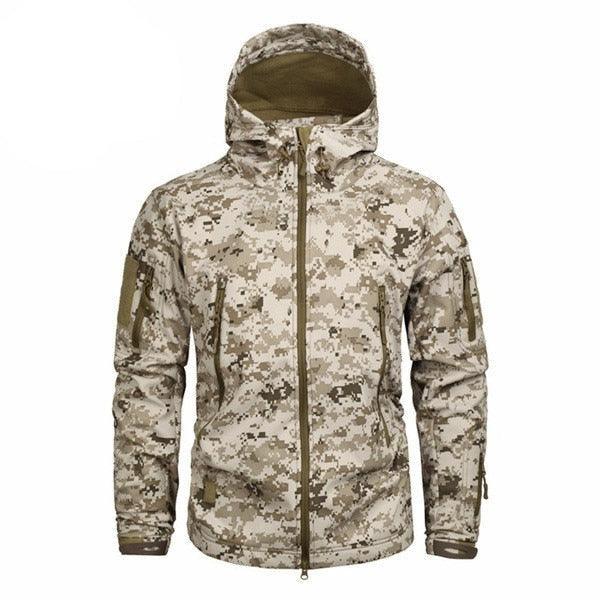 Men's Camouflage Tactical Jacket Green Camouflage Water Resistant Jacket Waterproof Windbreaker Hooded Jackets Ski Jacket Warm Winter Coats Men Soft Winter Hooded Coat Hiking Clothes Stevvex