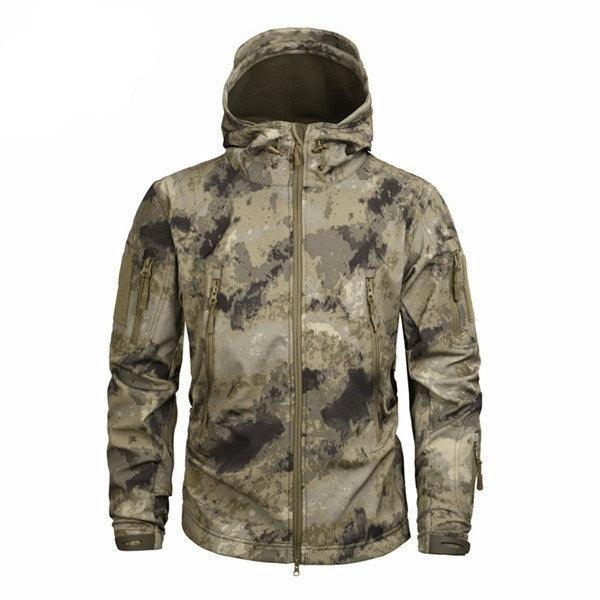 Men's Camouflage Tactical Jacket Green Camouflage Water Resistant Jacket Waterproof Windbreaker Hooded Jackets Ski Jacket Warm Winter Coats Men Soft Winter Hooded Coat Hiking Clothes Stevvex