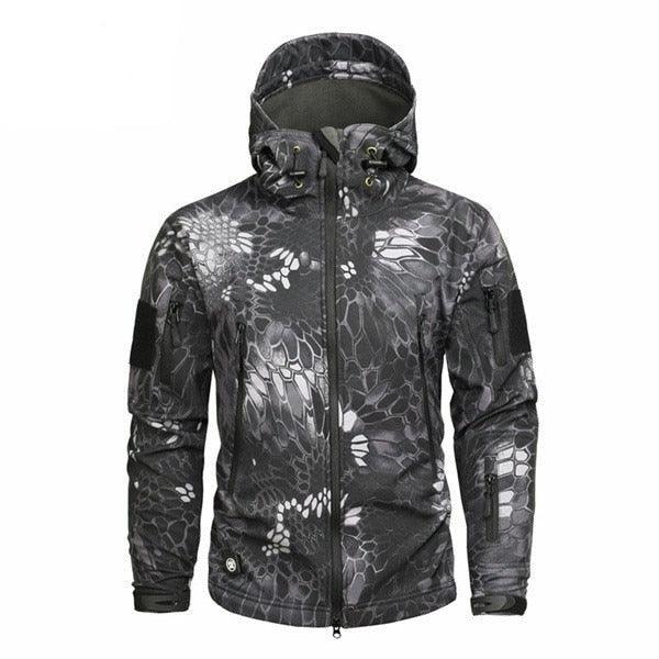 Men's Camouflage Tactical Jacket Green Camouflage Water Resistant Jacket Waterproof Windbreaker Hooded Jackets Ski Jacket Warm Winter Coats Men Soft Winter Hooded Coat Hiking Clothes Stevvex