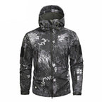 Men's Camouflage Tactical Jacket Green Camouflage Water Resistant Jacket Waterproof Windbreaker Hooded Jackets Ski Jacket Warm Winter Coats Men Soft Winter Hooded Coat Hiking Clothes Stevvex
