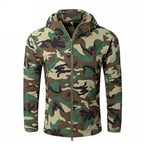 Men's Camouflage Tactical Jacket Green Camouflage Water Resistant Jacket Waterproof Windbreaker Hooded Jackets Ski Jacket Warm Winter Coats Men Soft Winter Hooded Coat Hiking Clothes Stevvex