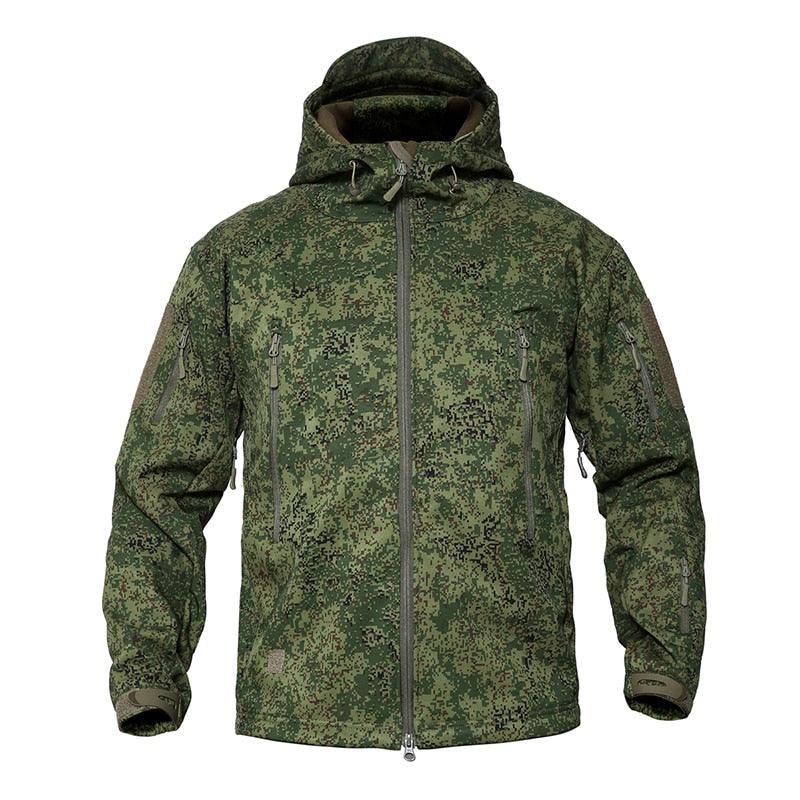 Men's Camouflage Tactical Jacket Green Camouflage Water Resistant Jacket Waterproof Windbreaker Hooded Jackets Ski Jacket Warm Winter Coats Men Soft Winter Hooded Coat Hiking Clothes Stevvex