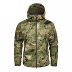 Men's Camouflage Tactical Jacket Green Camouflage Water Resistant Jacket Waterproof Windbreaker Hooded Jackets Ski Jacket Warm Winter Coats Men Soft Winter Hooded Coat Hiking Clothes Stevvex