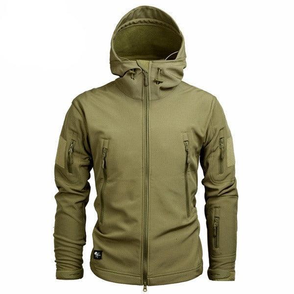 Men's Camouflage Tactical Jacket Green Camouflage Water Resistant Jacket Waterproof Windbreaker Hooded Jackets Ski Jacket Warm Winter Coats Men Soft Winter Hooded Coat Hiking Clothes Stevvex