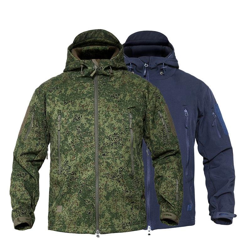 Men's Camouflage Tactical Jacket Green Camouflage Water Resistant Jacket Waterproof Windbreaker Hooded Jackets Ski Jacket Warm Winter Coats Men Soft Winter Hooded Coat Hiking Clothes Stevvex