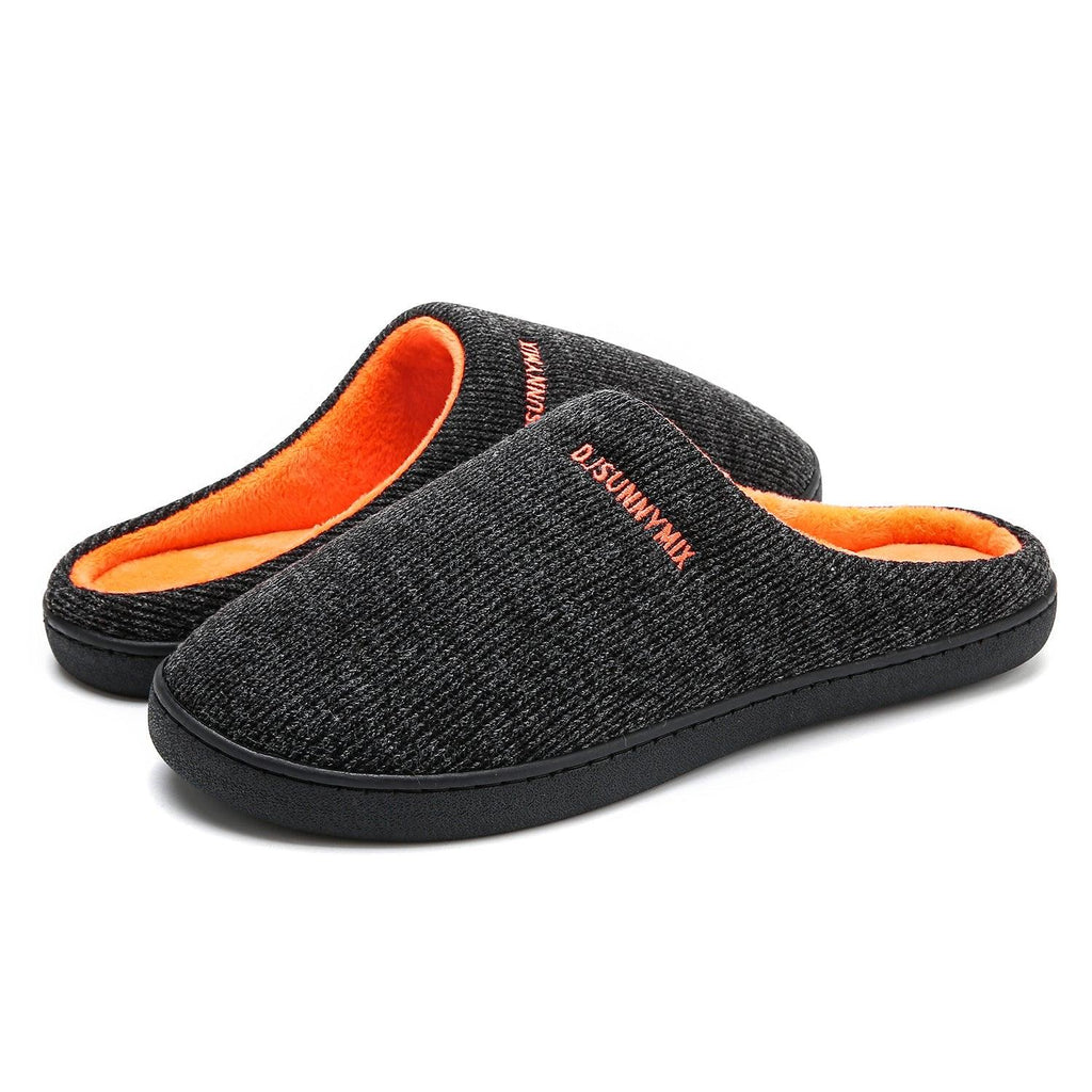 Men's Cotton Fabric Slippers Indoor Non-Slip Home Fur Couple Flat  Men Winter Slipper Cotton Memory Foam Slippers Comfort Knitted Cotton-blend Closed Toe House Indoor Outdoor Shoes Stevvex