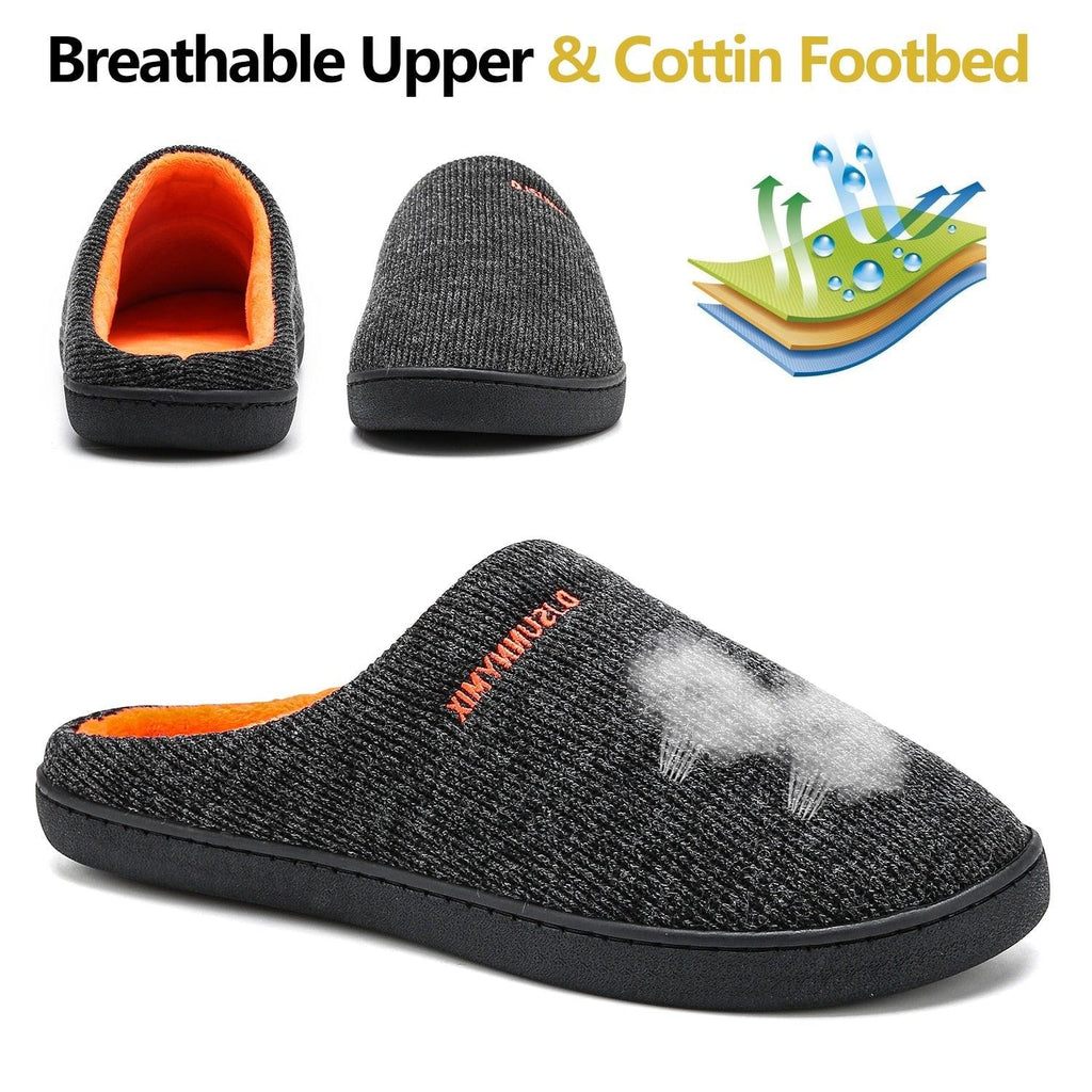 Men's Cotton Fabric Slippers Indoor Non-Slip Home Fur Couple Flat  Men Winter Slipper Cotton Memory Foam Slippers Comfort Knitted Cotton-blend Closed Toe House Indoor Outdoor Shoes Stevvex