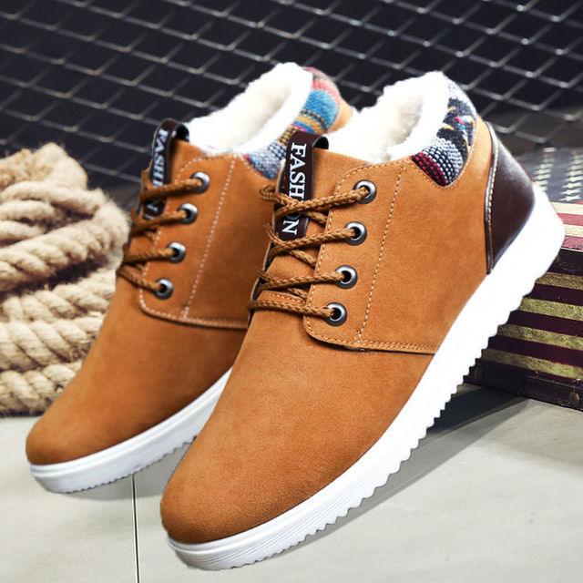 Men's Cotton Snow Boots Winter Plus Velvet Warm Casual Hiking Boots Breathable Slip Resistant Trial Hiking Shoes Mountain Biking Outdoor Work Shoes Stevvex