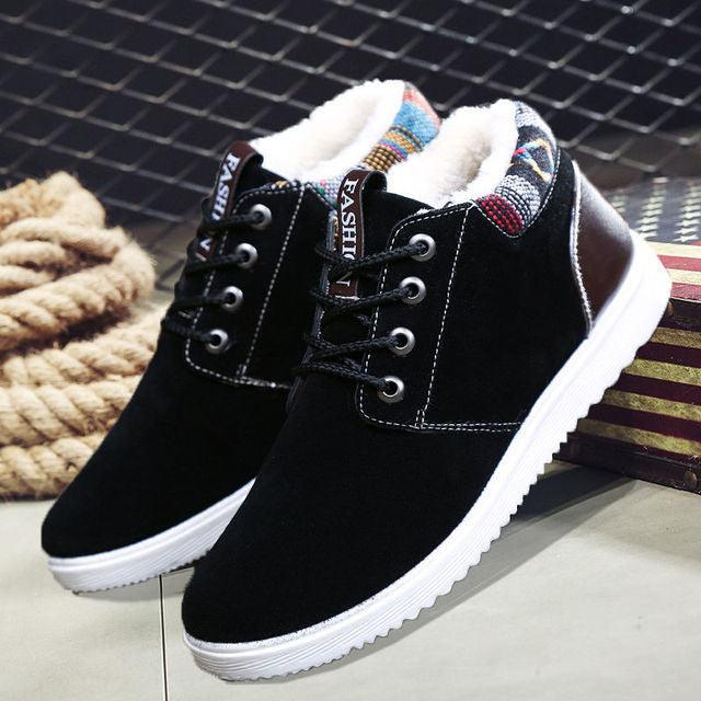 Men's Cotton Snow Boots Winter Plus Velvet Warm Casual Hiking Boots Breathable Slip Resistant Trial Hiking Shoes Mountain Biking Outdoor Work Shoes Stevvex