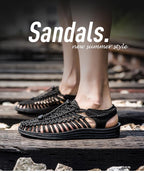 Men's High-Quality Hand-Woven Espadrilles Outdoor Summer Sandals Soft Non-slip Hiking Beach Platform Sandals Summer Strap Anti-Skidding Walking Water Shoes Comfortable Athletic Espadrilles For Beach Stevvex