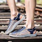 Men's High-Quality Hand-Woven Espadrilles Outdoor Summer Sandals Soft Non-slip Hiking Beach Platform Sandals Summer Strap Anti-Skidding Walking Water Shoes Comfortable Athletic Espadrilles For Beach Stevvex