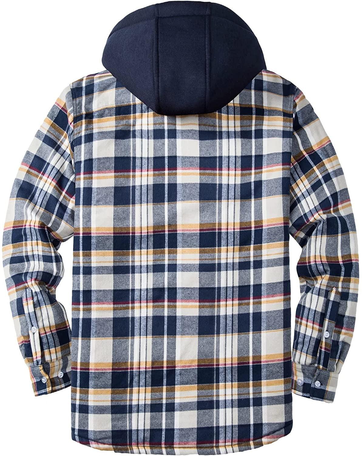 Men's Modern Warm Jacket With Removable Hood Winter Coats Men's Hooded Jackets Fashionable Autumn Jackets Winter Warm Coat Thick Hoodie Long Sleeve Outdoor Plaid Shirt Jackets Stevvex