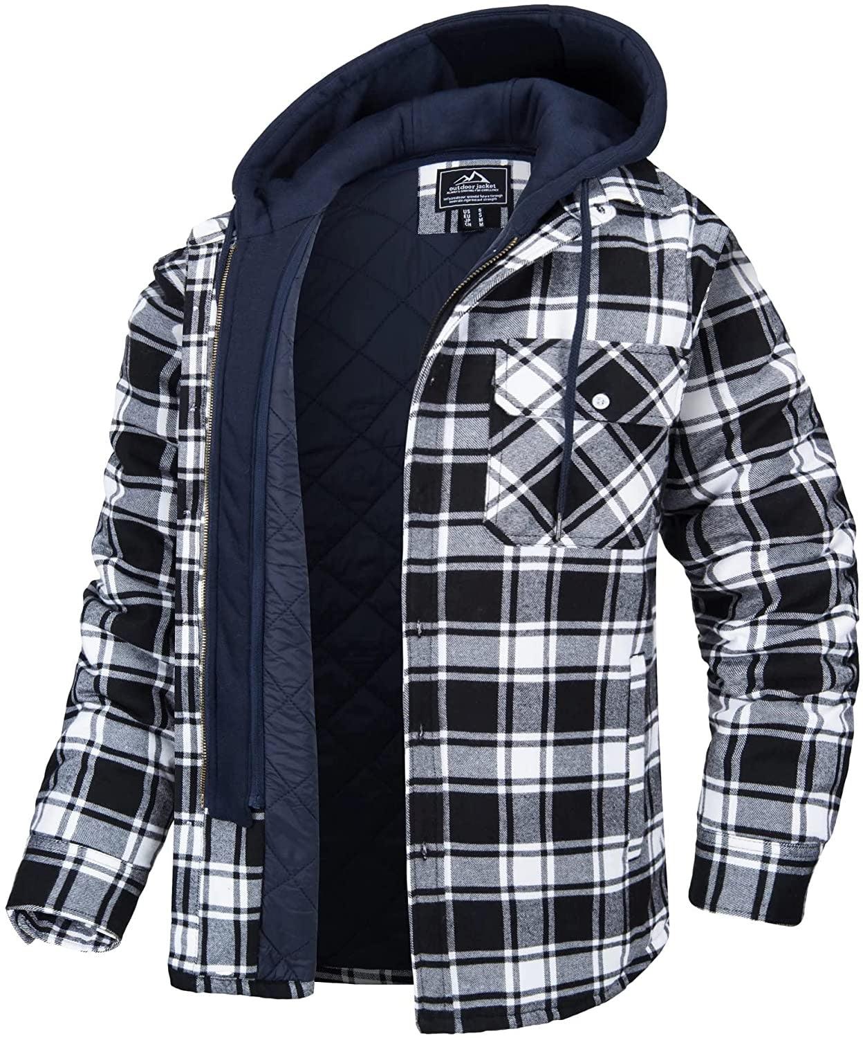 Men's Modern Warm Jacket With Removable Hood Winter Coats Men's Hooded Jackets Fashionable Autumn Jackets Winter Warm Coat Thick Hoodie Long Sleeve Outdoor Plaid Shirt Jackets Stevvex