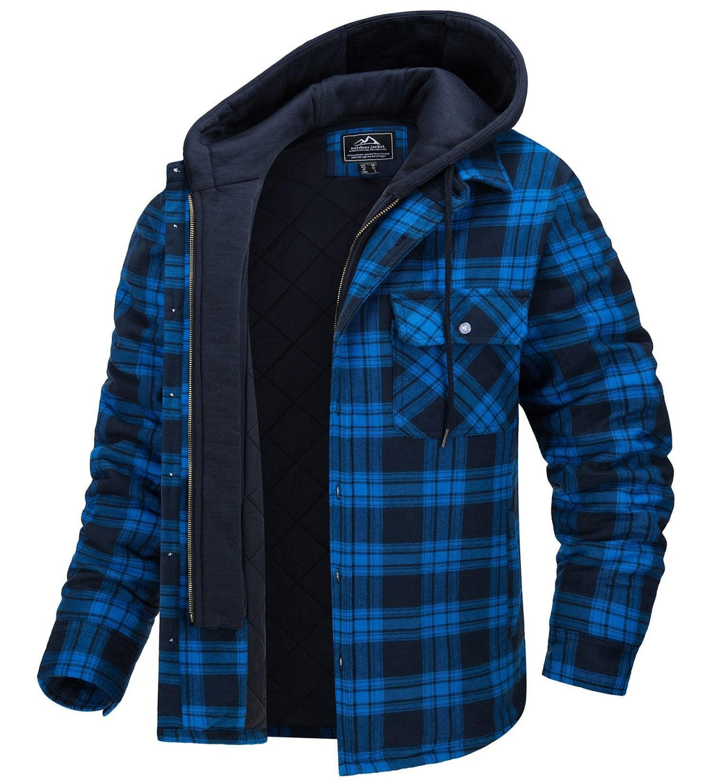 Men's Modern Warm Jacket With Removable Hood Winter Coats Men's Hooded Jackets Fashionable Autumn Jackets Winter Warm Coat Thick Hoodie Long Sleeve Outdoor Plaid Shirt Jackets Stevvex