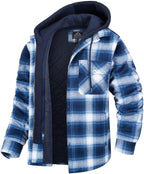 Men's Modern Warm Jacket With Removable Hood Winter Coats Men's Hooded Jackets Fashionable Autumn Jackets Winter Warm Coat Thick Hoodie Long Sleeve Outdoor Plaid Shirt Jackets Stevvex