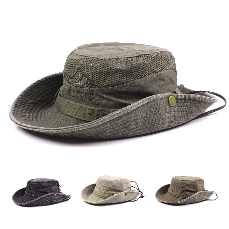 Men's Outdoor Traveling Cap Summer Mesh Breathable Retro Cotton Bucket Hat Unisex Adult High Quality Hat Jungle Fishing Hats Novelty Dad's Beach Cap Bucket Hat For Fishing Summer Adjustable Hat Stevvex