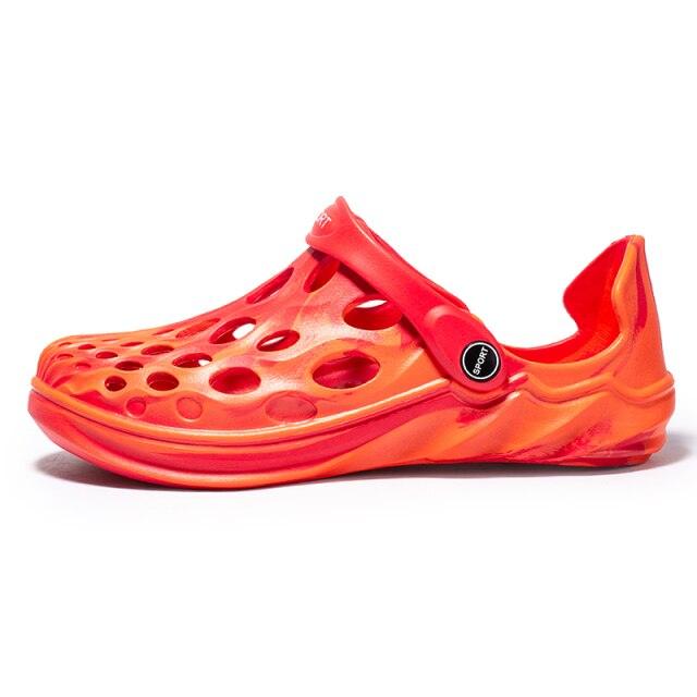 Men's Sandals Summer Hole Shoes Rubber Garden Shoes Black Beach Flat Sandals Beach Slippers Pool Water Sandals With Comfortable Arch Support Summer House Slippers Lightweight Sandals Stevvex