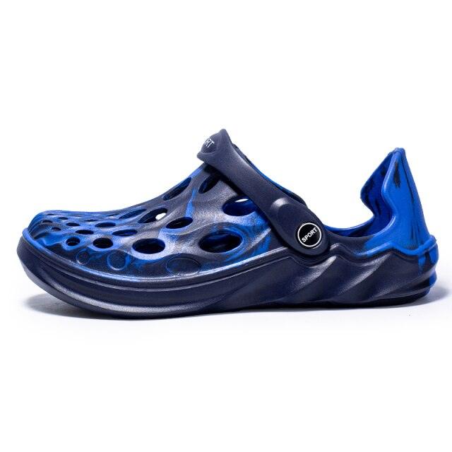 Men's Sandals Summer Hole Shoes Rubber Garden Shoes Black Beach Flat Sandals Beach Slippers Pool Water Sandals With Comfortable Arch Support Summer House Slippers Lightweight Sandals Stevvex