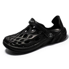 Men's Sandals Summer Hole Shoes Rubber Garden Shoes Black Beach Flat Sandals Beach Slippers Pool Water Sandals With Comfortable Arch Support Summer House Slippers Lightweight Sandals Stevvex