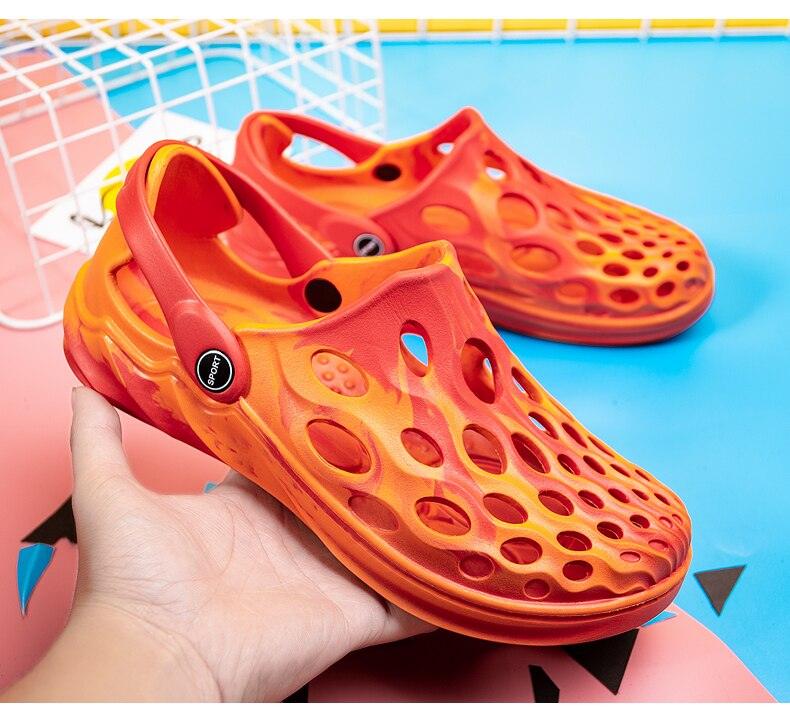 Men's Sandals Summer Hole Shoes Rubber Garden Shoes Black Beach Flat Sandals Beach Slippers Pool Water Sandals With Comfortable Arch Support Summer House Slippers Lightweight Sandals Stevvex
