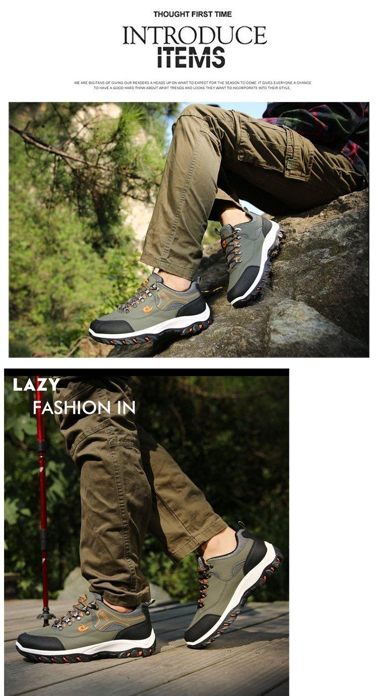 Men's Sports Hiking Shoes Low-Top Breathable Non-Slip Wear-Resistant Outdoor Leisure Sports Shoes Men Leather Non-Slip Sneakers Lightweight Low Top For Outdoor Trailing Walking Shoes Stevvex