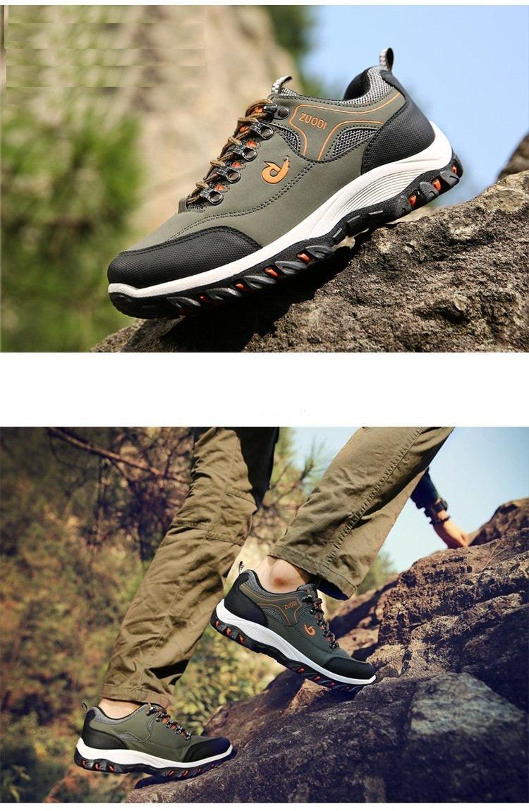 Men's Sports Hiking Shoes Low-Top Breathable Non-Slip Wear-Resistant Outdoor Leisure Sports Shoes Men Leather Non-Slip Sneakers Lightweight Low Top For Outdoor Trailing Walking Shoes Stevvex