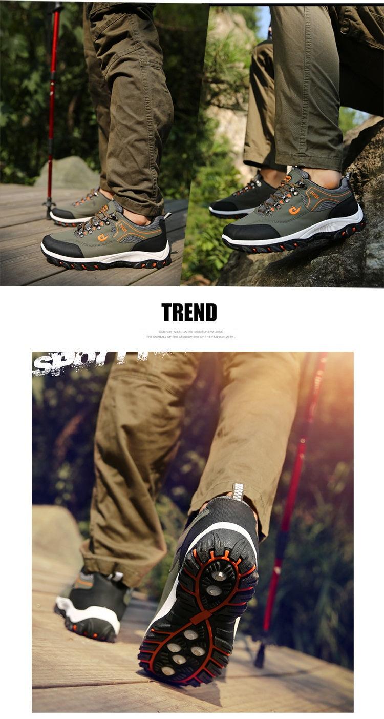 Men's Sports Hiking Shoes Low-Top Breathable Non-Slip Wear-Resistant Outdoor Leisure Sports Shoes Men Leather Non-Slip Sneakers Lightweight Low Top For Outdoor Trailing Walking Shoes Stevvex