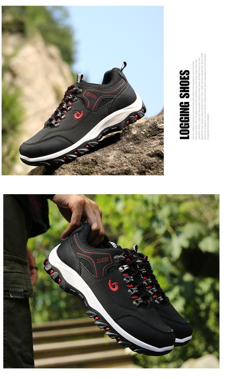 Men's Sports Hiking Shoes Low-Top Breathable Non-Slip Wear-Resistant Outdoor Leisure Sports Shoes Men Leather Non-Slip Sneakers Lightweight Low Top For Outdoor Trailing Walking Shoes Stevvex