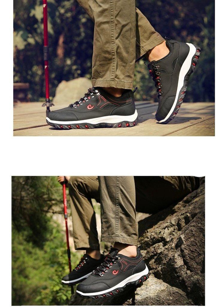 Men's Sports Hiking Shoes Low-Top Breathable Non-Slip Wear-Resistant Outdoor Leisure Sports Shoes Men Leather Non-Slip Sneakers Lightweight Low Top For Outdoor Trailing Walking Shoes Stevvex