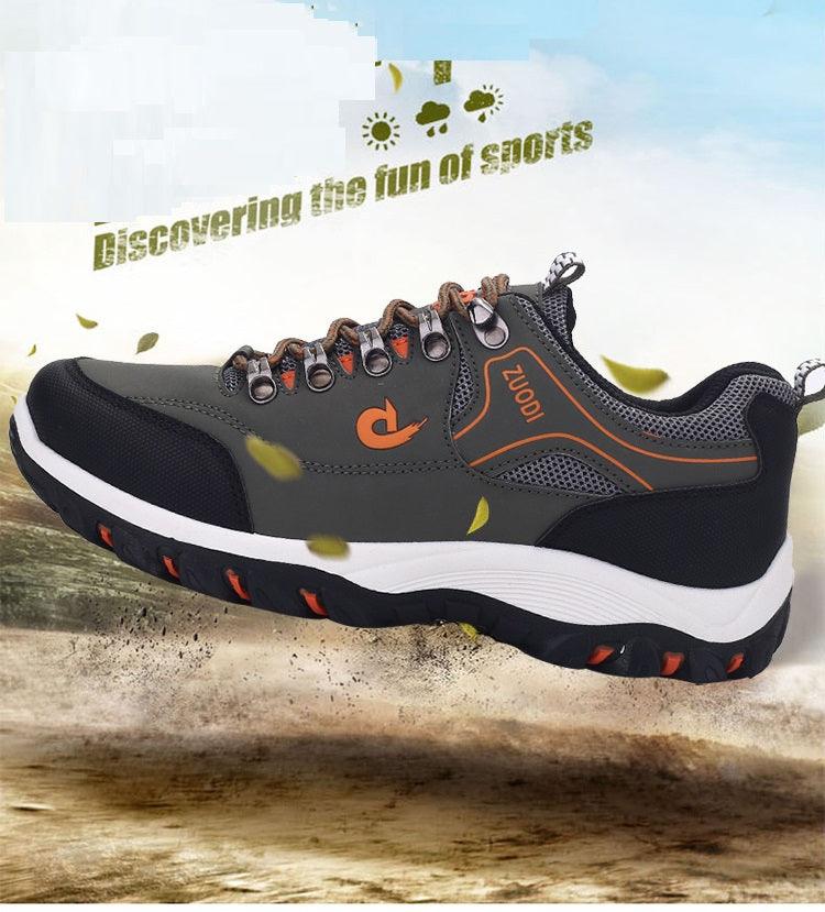 Men's Sports Hiking Shoes Low-Top Breathable Non-Slip Wear-Resistant Outdoor Leisure Sports Shoes Men Leather Non-Slip Sneakers Lightweight Low Top For Outdoor Trailing Walking Shoes Stevvex