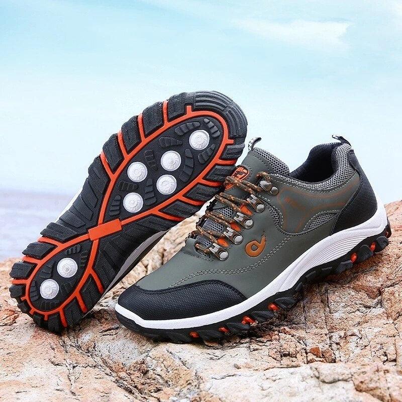 Men's Sports Hiking Shoes Low-Top Breathable Non-Slip Wear-Resistant Outdoor Leisure Sports Shoes Men Leather Non-Slip Sneakers Lightweight Low Top For Outdoor Trailing Walking Shoes Stevvex