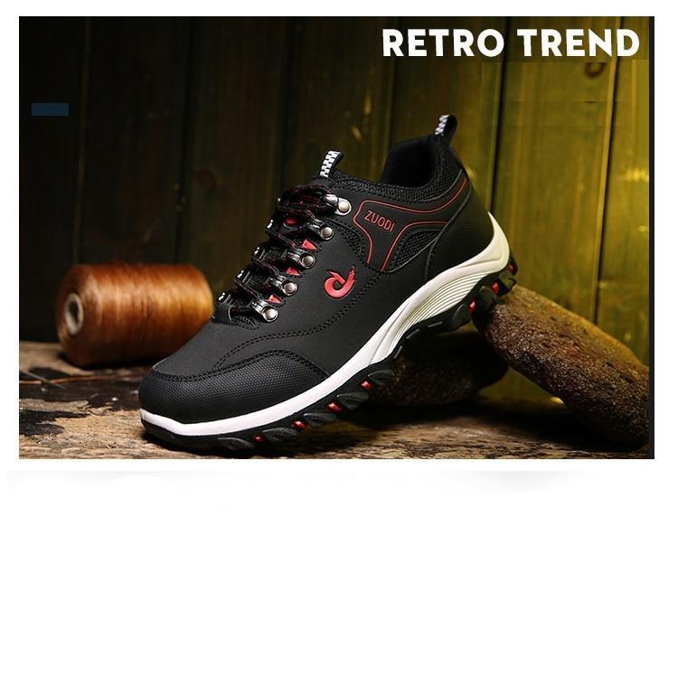 Men's Sports Hiking Shoes Low-Top Breathable Non-Slip Wear-Resistant Outdoor Leisure Sports Shoes Men Leather Non-Slip Sneakers Lightweight Low Top For Outdoor Trailing Walking Shoes Stevvex