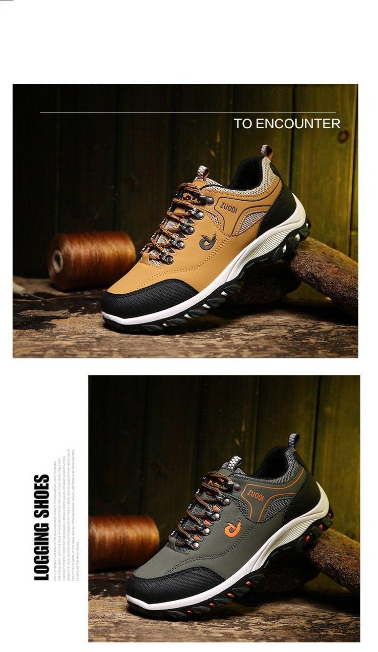 Men's Sports Hiking Shoes Low-Top Breathable Non-Slip Wear-Resistant Outdoor Leisure Sports Shoes Men Leather Non-Slip Sneakers Lightweight Low Top For Outdoor Trailing Walking Shoes Stevvex