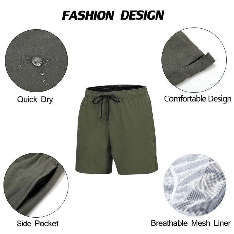 Men's Stretch Swim Trunks Quick Dry Beach Shorts With Zipper Pockets and Mesh Lining  Men's Swim Trunks Quick Dry Beach Shorts with Pockets Swimsuits for Men Stevvex