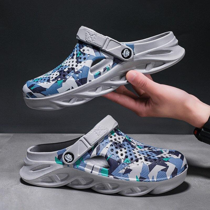 Men's Summer Hole Shoes Rubber Soft-Soled Garden Shoes Outdoor Non-Slip Camouflage Sandals Clogs Garden Shoes Unisex Yard Slip On Shoes For Men Stevvex