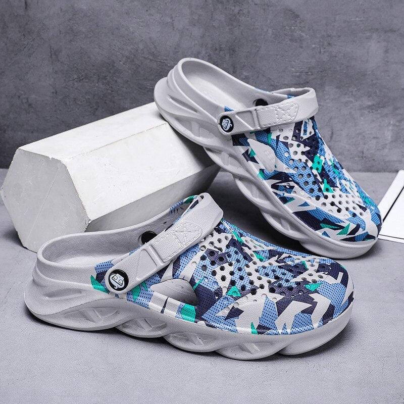 Men's Summer Hole Shoes Rubber Soft-Soled Garden Shoes Outdoor Non-Slip Camouflage Sandals Clogs Garden Shoes Unisex Yard Slip On Shoes For Men Stevvex