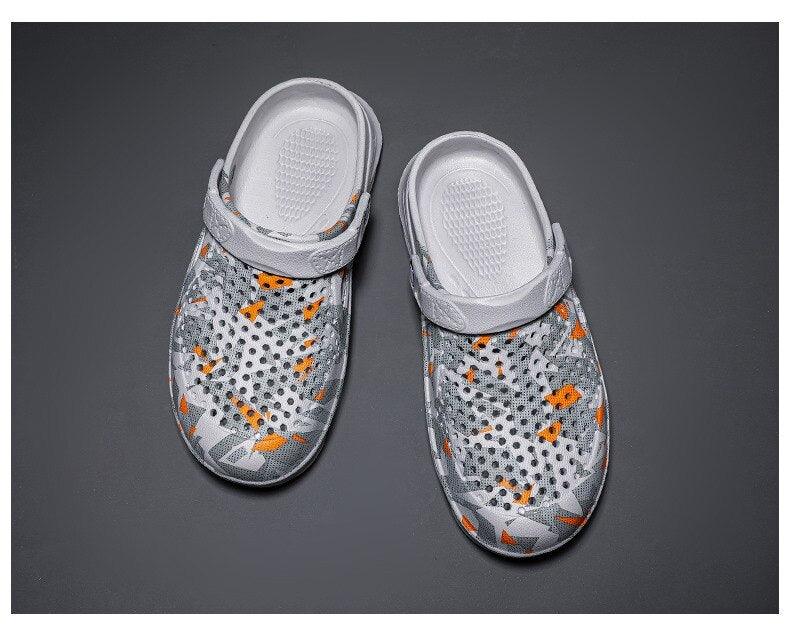 Men's Summer Hole Shoes Rubber Soft-Soled Garden Shoes Outdoor Non-Slip Camouflage Sandals Clogs Garden Shoes Unisex Yard Slip On Shoes For Men Stevvex