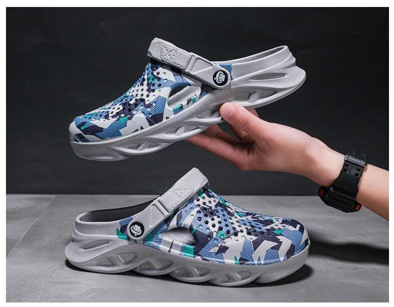 Men's Summer Hole Shoes Rubber Soft-Soled Garden Shoes Outdoor Non-Slip Camouflage Sandals Clogs Garden Shoes Unisex Yard Slip On Shoes For Men Stevvex