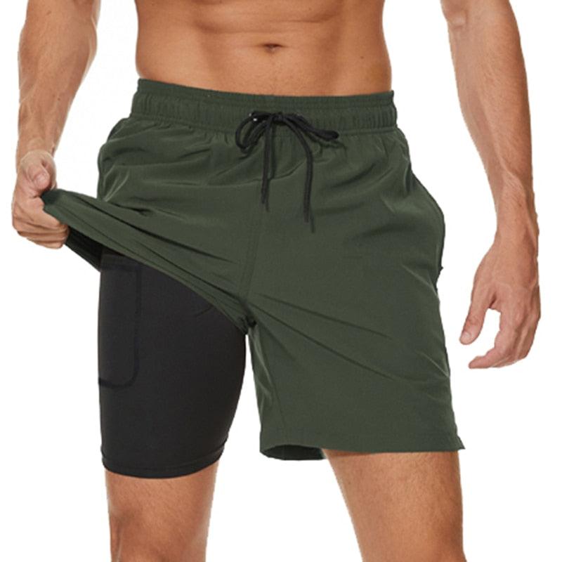 Men's Swimming Trunks with Compression Liner 2 in 1 Quick-Dry Gym Sports Shorts Swim Shorts with Pockets  Beach Swimming Trunks Quick Dry Swim Shorts with Pockets Stevvex