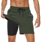 Men's Swimming Trunks with Compression Liner 2 in 1 Quick-Dry Gym Sports Shorts Swim Shorts with Pockets  Beach Swimming Trunks Quick Dry Swim Shorts with Pockets Stevvex
