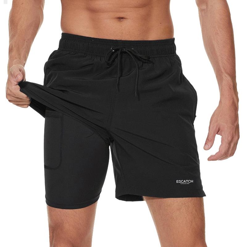Men's Swimming Trunks with Compression Liner 2 in 1 Quick-Dry Gym Sports Shorts Swim Shorts with Pockets  Beach Swimming Trunks Quick Dry Swim Shorts with Pockets Stevvex