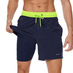 Men's Swimming Trunks with Compression Liner 2 in 1 Quick-Dry Gym Sports Shorts Swim Shorts with Pockets  Beach Swimming Trunks Quick Dry Swim Shorts with Pockets Stevvex