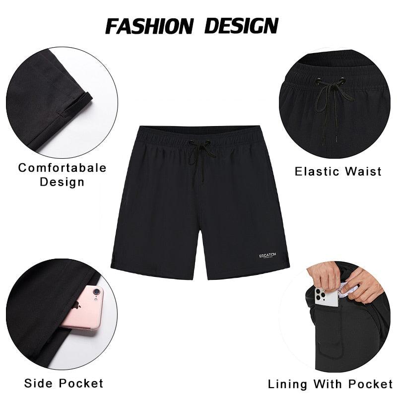 Men's Swimming Trunks with Compression Liner 2 in 1 Quick-Dry Gym Sports Shorts Swim Shorts with Pockets  Beach Swimming Trunks Quick Dry Swim Shorts with Pockets Stevvex