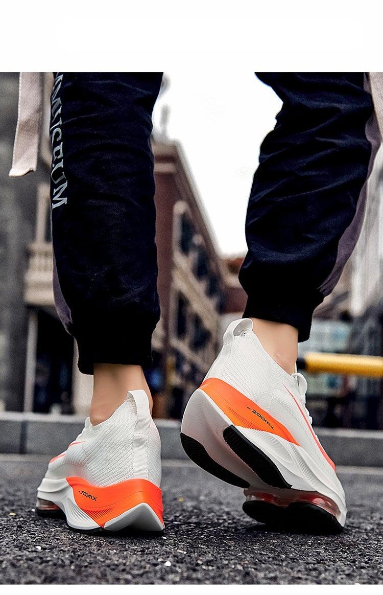 Men's Training Sports Lightweight Orange Sneakers Air Cushion Mesh Tennis Sports Shoes Outdoor Non-Slip Wear-Resistant Casual Shoes Running Walking Athletic Mens Basketball Sneakers Stevvex