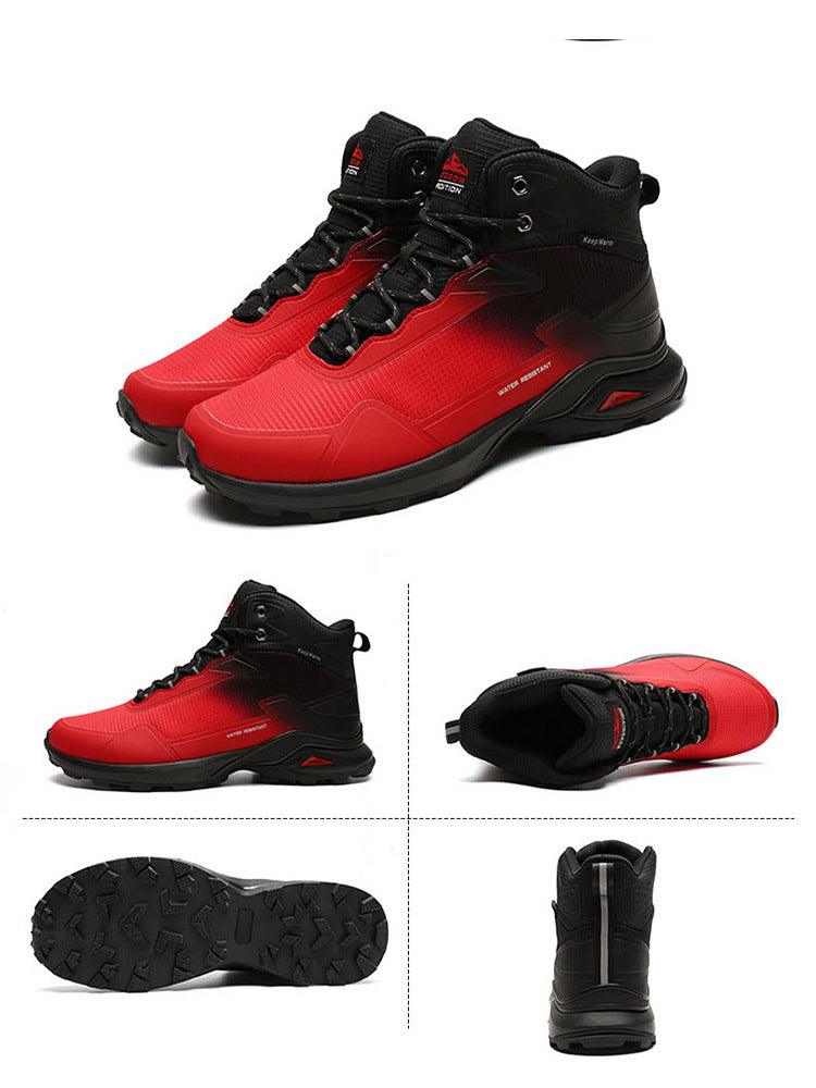 Men's Warm Boots Plush Snow Boots Outdoor Non-Slip Hiking Boots High Top Waterproof Sports Men's Winter Boots Snow Boots Warm Lined Non Slip Leather Shoes Stevvex