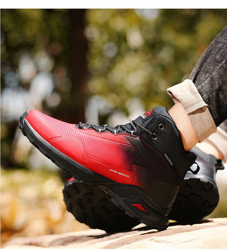 Men's Warm Boots Plush Snow Boots Outdoor Non-Slip Hiking Boots High Top Waterproof Sports Men's Winter Boots Snow Boots Warm Lined Non Slip Leather Shoes Stevvex