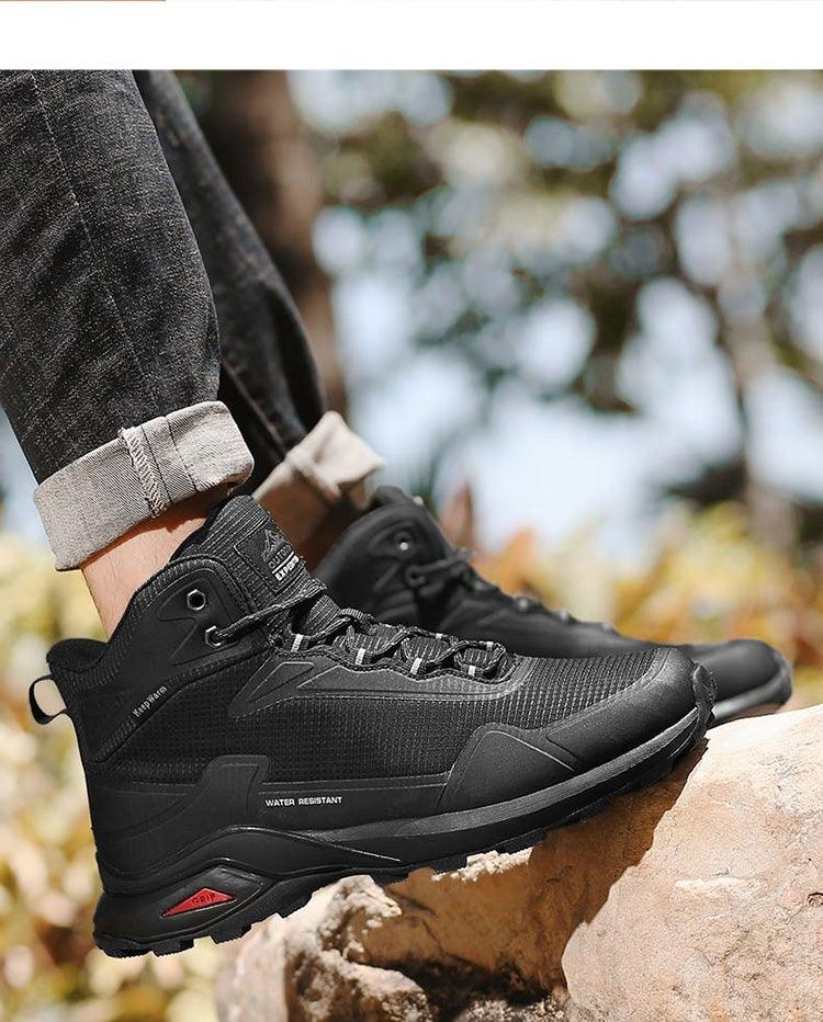 Men's Warm Boots Plush Snow Boots Outdoor Non-Slip Hiking Boots High Top Waterproof Sports Men's Winter Boots Snow Boots Warm Lined Non Slip Leather Shoes Stevvex